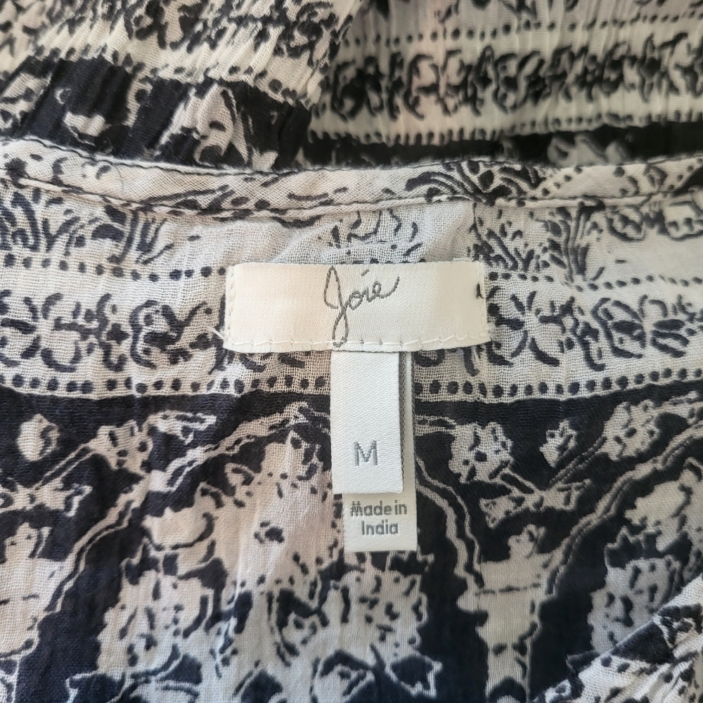 Joie Vork black white elephant print semi sheer 3/4 sleeve dress size M - Picture 5 of 9